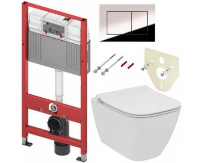 Комплект: унитаз Ideal Standard I.life T461401+T500301с инсталляцией TECE base 9400412 клавиша хром глянец