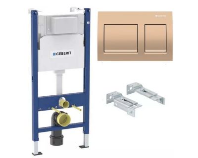 Инсталляция для подвесного унитаза Geberit Alpha 112 см с кнопкой Geberit Alpha 35, красное золото, 458.233.00.2A35Rg