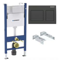 Инсталляция для подвесного унитаза Geberit Alpha 112 см с кнопкой Geberit Alpha 35, черный  матовый, 458.233.00.2A35Bm