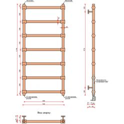 Полотенцесушитель водяной Fincopper FCL 1170*500 черный RAL 9005 медный
