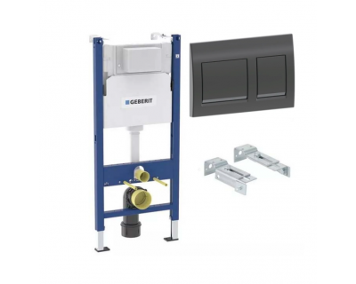Инсталляция для подвесного унитаза Geberit Alpha 112 см с кнопкой Geberit Alpha 35, черный хром, 458.233.00.2A35Bc (оружейная сталь)