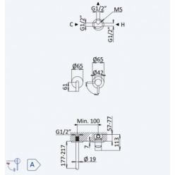 Внешняя часть смесителя для раковины. Длина излива 170 мм Lusitano Night Sky, E1078501NS