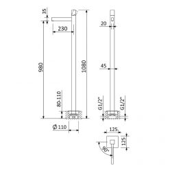Внуренняя часть напольного смесителя для раковины и ванны Bruma INT3201NO