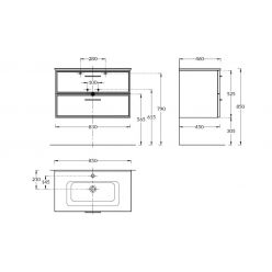 Тумба Kerama Marazzi PIANO Classic подвесная 85 см, 2 ящика, ясень синий матовый, PIA.CL.85\BLU.M