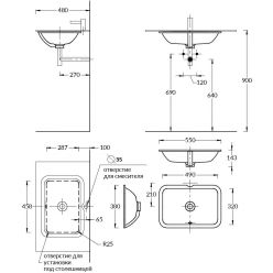Раковина Kerama Marazzi PLAZA 55х38 см, встраиваемая снизу, PLR.wbu.55 Раковина Kerama Marazzi PLAZA 55х38 см, встраиваемая снизу, PLR.wbu.55