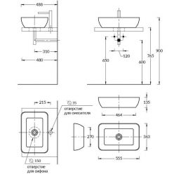 Раковина Kerama Marazzi PLAZA 55х36 см накладная без отверстия под смеситель, PLR.wb.55 Раковина Kerama Marazzi PLAZA 55х36 см накладная без отверстия под смеситель, PLR.wb.55