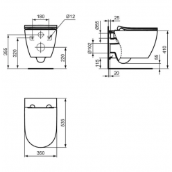 Унитаз подвесной Ideal Standard i.life O Tornado HydroTwist + сиденье тонкое Soft-close, T568001+T572401