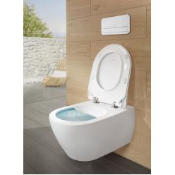 Унитаз подвесной Villeroy Boch Subway 2.0 5614R001 + 9M78S101, 37x56 с тонким сиденьем Soft Close, безободковый