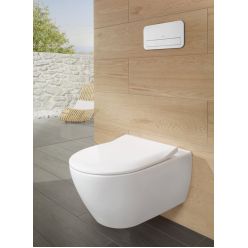 Унитаз подвесной Villeroy Boch Subway 2.0 5614R001 + 9M78S101, 37x56 с тонким сиденьем Soft Close, безободковый