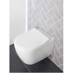 Унитаз подвесной Villeroy Boch Subway 2.0 5614R001 + 9M78S101, 37x56 с тонким сиденьем Soft Close, безободковый