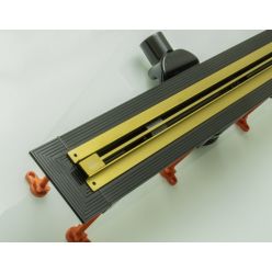 Подрезной душевой трап Veconi 120 см, DL120B-S затвор комбинированный, цвет золотой.