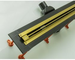 Подрезной душевой трап Veconi 80 см, DL80B-S затвор комбинированный, цвет золотой.