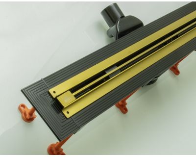 Подрезной душевой трап Veconi 80 см, DL80B-S затвор комбинированный, цвет золотой.