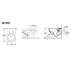 Унитаз подвесной Villeroy Boch Subway 2.0 5614R001 + 9M78S101, 37x56 с тонким сиденьем Soft Close, безободковый