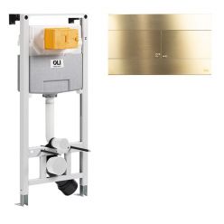 Комплект инсталляции OLI 120 механическая + клавиша Slim INOX металлическая, золото, 885052+888565