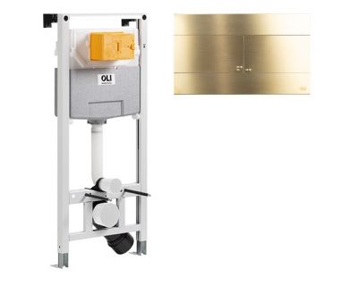 Комплект инсталляции OLI 120 механическая + клавиша Slim INOX металлическая, золото, 885052+888565
