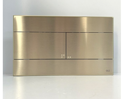 Кнопка смыва механическая OLI Slim INOX (белое золото) - металлическая, 888561