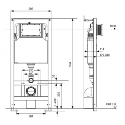 Инсталляция для унитаза TECEspring S401111, пластиковая панель смыва TECEspring LT, хром глянец  (4 в 1)