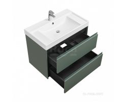 Тумба с умывальником Roca Ona 80 см 857630513 + ZRU9307562 зеленый матовый
