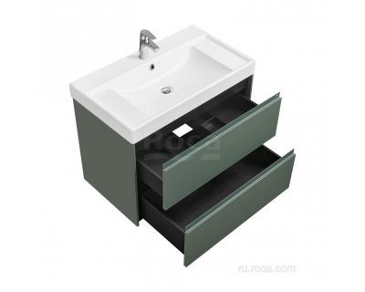 Тумба с умывальником Roca Ona 80 см 857630513 + ZRU9307562 зеленый матовый
