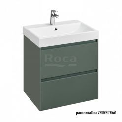 Тумба с умывальником Roca Ona 60 см 857613513 + ZRU9307561 зеленый матовый