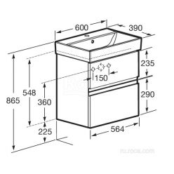 Тумба с умыв. Roca Oleta 60см 857639806 + 3274C400Y бел.глян. (ВЛДСП)