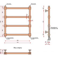 Полотенцесушитель водяной Fincopper FCL 630*500 черный RAL 9005 (медный)