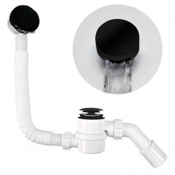 Сифон с наполнением для ванны McAlpine HCN2600CC-15MM-MB, Click-clack, с прочисткой снаружи, чёрный матовый