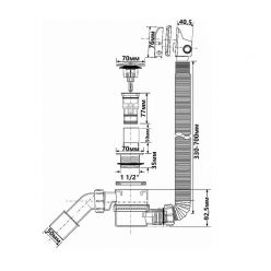 Сифон с наполнением для ванны McAlpine HCN2600CC-15MM, Click-clack, с прочисткой снаружи, хром