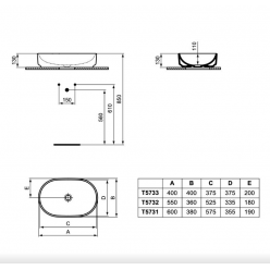 Раковина-чаша овальная 55х36 см овальная, Ideal Standart I.LIFE O, T573201