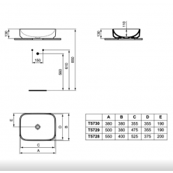 Раковина-чаша прямоугольная 55х40 см, Ideal Standart IS I.LIFE B, T572801
