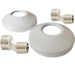 Комплект чашка декор. 3/4" + эксцентрики 3/4*1/2 белый Ral 9016