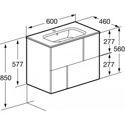 Тумба с умывальником Roca Pilar 60, 2 ящика, синий матовый, 857668521 + 32799E000