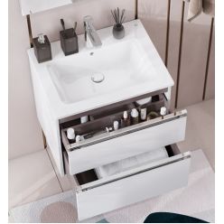 Тумба с умывальником Roca The Gap New 60 857397806  белый глянец + раковина Victoria Unik 32799E000