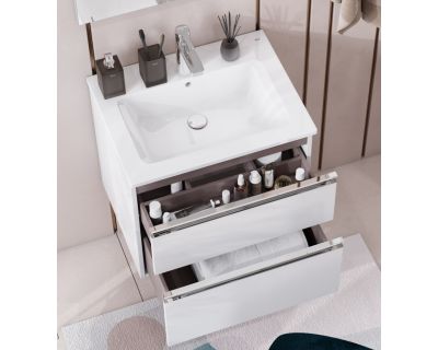 Тумба с умывальником Roca The Gap New 80 857399806  белый глянец + раковина Victoria Unik 32799C000