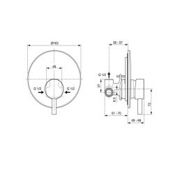 Встраиваемый смеситель для душа Ideal Standard Ceraline для душа на 1 поток / двухрежимная лейка d100, хром (4 in 1), SetA6940AA-2