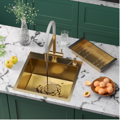 Мойка Roxen Simple 500x480x220, 560220-50G-V, золото (текстура вулканический песок)