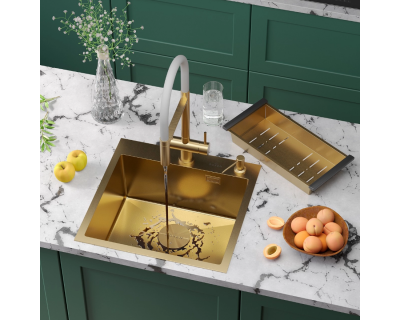 Мойка Roxen Simple 500x480x220, 560220-50G-V, золото (текстура вулканический песок)