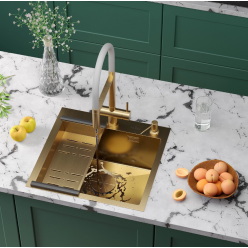 Мойка Roxen Simple 500x480x220, 560220-50G-V, золото (текстура вулканический песок)