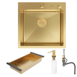 Мойка Roxen Simple 500x480x220, 560220-50G-V, золото (текстура вулканический песок)