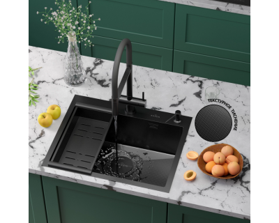 Мойка Roxen Simple 600x480x220, 560220-60B-GR, графит (текстура зерно)