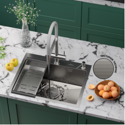 Мойка Roxen Simple 600x480x220, 560220-60-GR, сатин (текстура зерно)