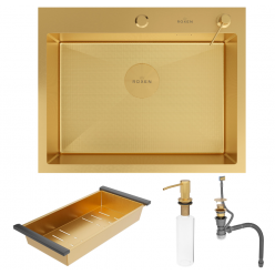 Мойка Roxen Simple 600x480x220, 560220-60G-GR, золото (текстура зерно)
