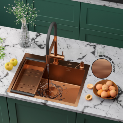 Мойка Roxen Simple 600x480x220, 560220-60BR-GR, бронза (текстура зерно)