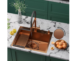 Мойка Roxen Simple 600x480x220, 560220-60BR-GR, бронза (текстура зерно)