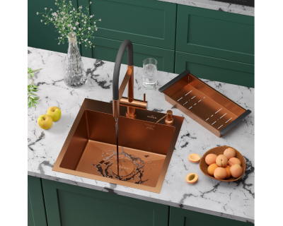 Мойка Roxen Simple 500x480x220, 560220-50BR-V, бронза (текстура вулканический песок)