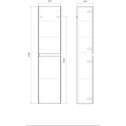 Подвесной пенал Aqwella Geometria 35x150x25 см, белый матовый, GE0535WM
