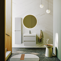 Комплект подвесной тумбы Aqwella Geometria 81x48 см на 2 ящика, темно-серый с умывальником Вилис 81, GE01082GRM+4610119205126