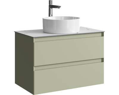 Комплект подвесной тумбы Aqwella Geometria 81x48 см на 2 ящика, зеленый со столешницей из керамогранита, мрамор белый, GE01082SH+STG814X476MW