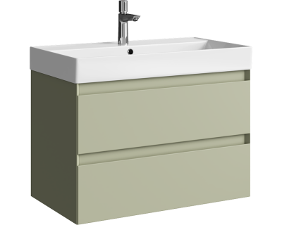 Комплект подвесной тумбы Aqwella Geometria 81x48 см на 2 ящика, зеленый с умывальником Вилис 81, GE01082SH+4610119205126